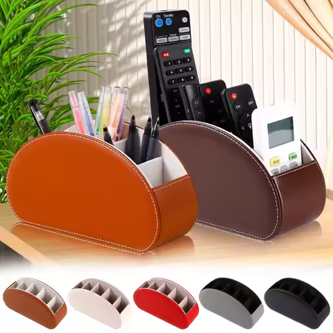 1PC Remote Control Holder Organizer Controller Stand 5 Grids Pu Leather Storage Box and Tv Stand Des