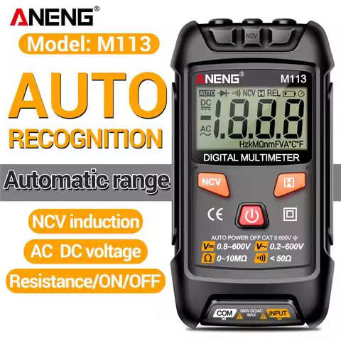 ANENG M113 Automatic Digital Multimeter AC/DC Voltage Meter 1999 Counts Multimetro Ohm Tester LCD Di