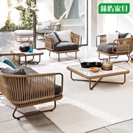 Nordic Leisure Chair Backrest Sofa Leisure Chair Outdoor Rattan Chair Sofa Hotel Chair Chair Combina