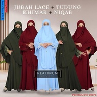 Set Jubah Noor Lace Umrah Haji Tudung Khimar dan Niqab Purdah  Attire  Wanita
