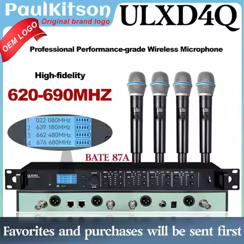 ULXD4Q Professional 4-Channel Digital Wireless Mic System 24-bit Audio for Live Performance Studio R