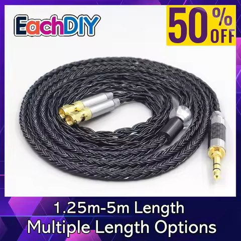 16 Core 7N OCC Black Braided Earphone Cable For HiFiMan HE400 HE5 HE6 HE300 HE4 HE500 HE6 Headphone 