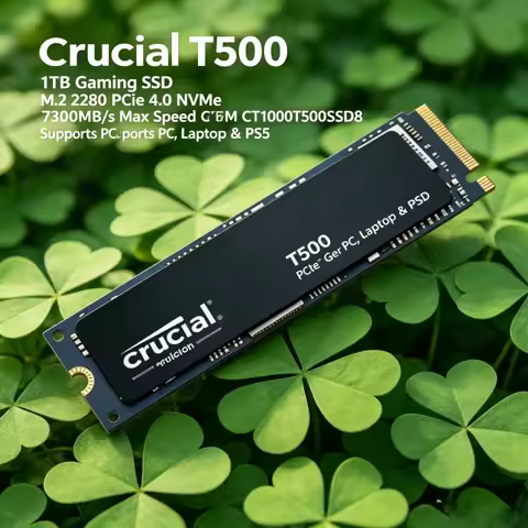 M.2 2280 PCIe 4.0 NVMe Gaming SSD, Crucial T500 1TB, 7300MB/s Max Speed, OEM CT1000T500SSD8, Works w