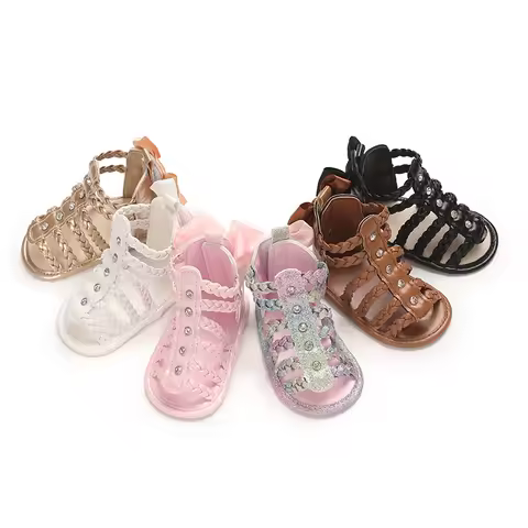 New 0-18M Girls' Sandals Soft Sole PU Cute Little Princess Shoes Summer New Kindergarten Baby Open T