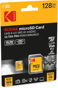 Kodak MicroSD Card 128GB / 256GB UHS-II U3 V60 Ultra Fast Transfer Rate 300MB/s Read 160MB/s Write 4