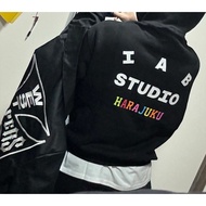 IAB STUDIO Harajuku Loose Casual Couple Fashion Logo Printed Sports Daily Hooded Sweatshirt 1101