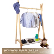 GANTUNGAN Children's & Baby Clothes Rack – Minimalist Wooden Standing Hanger | Clothes Hanger/Childr