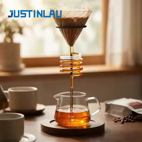 JUSTINLOU Glass Snake Tube Manual Brewing Coffee Pot Set Simple Household Filter Cup Coffee Pot Brew