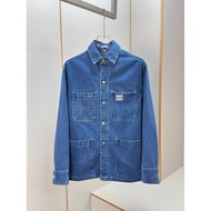 TOP Jay chou same styleCD24Spring and Summer New Blue Color American Retro Workwear Denim Jacket
