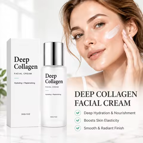 Deep Collagen Serum Revive Cream With CICA Extract,Lock Moisture Boosts Skin Elasticity Repair Rough