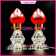 bag Peach-shaped Crystal Altar Lamp for Wealth Altar, Ancestor Altar, Easy to Change Shade [MR-THUYT