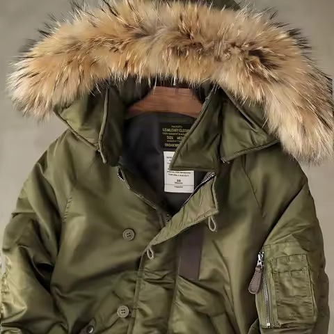 Winter American Military Style Retro N-2B Cargo Flight Jacket Men's Fashion Heavyweight Loose Short 