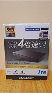 日本 ELECOM 1TB 外置式 SSD USB3.2 固態硬碟 ESD-EJ1000GBKR black