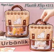 Birthday plastic clips in the shape of a bag of 2 units, code 313 to 316, size 25 x 19 x 7.5 cm, bir