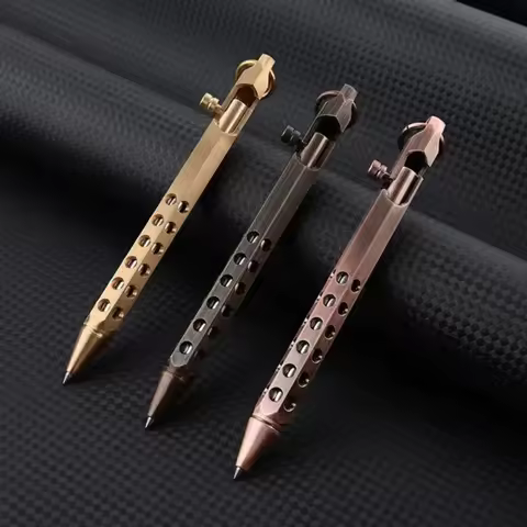 Brass Outdoors EDC Brass Writing Tools Cylindrical Bolt Ballpoint Pen Mini Keychain Business Signatu