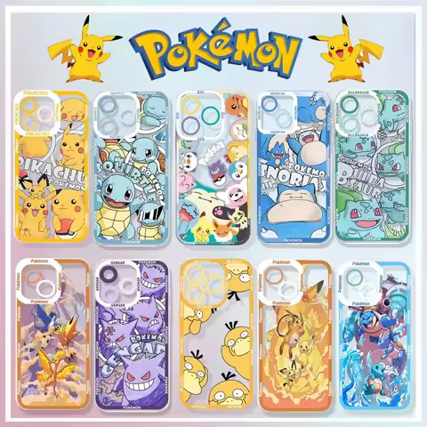 Case For iPhone 13 12 Mini Pro Max XS XR X 8 7 6 6S Plus cover Anime Pokemon Gengar Pikachu Clear So