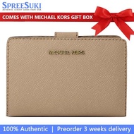Michael Kors Wallet In Box Medium Wallet Jet Set Travel Zip Coin Camel Light Brown 35F7GTVF2L