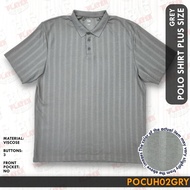 Plus Size Men's Polo T Shirt With 3 button No Pocket Color Grey (Stripe) Code POCUH02GRY