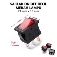 MERAH Red On Off Switch Small Light Small ON OFF Switch 3 Pin Light 21mm x 15mm