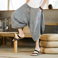 Japan Kimono Traditional Shorts Men's Asian Clothing Bath Pants Casual Loose Japanese Yukata Linen Wide Leg Pants