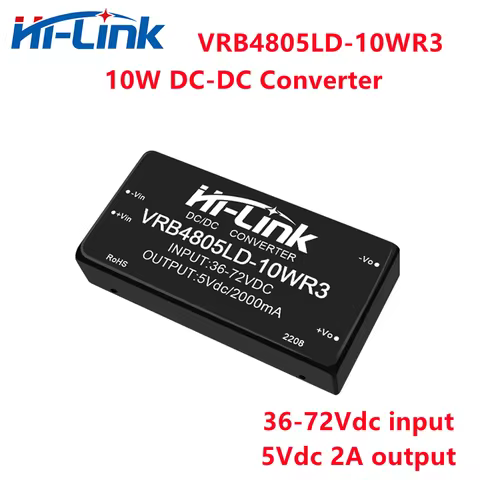 Hi-Link New 10W DCDC VRB4805LD-10WR3 Isolated Converter 48V(36-72Vdc) to 5V 2A Output Step Down Swit
