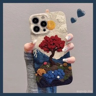 High-End Retro Style 3D Visual Oil Painting Landscape Phone Case Compatible with iPhone 15ProMax 13P