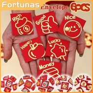 6pcs Mini Square Coin Angpao 2026 Chinese New Year Small Red Envelope for Lucky Money Gold Coins Gif