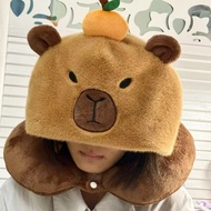 Capybara U-shaped pillow, neck scarf, car and travel pillow with latex hood.