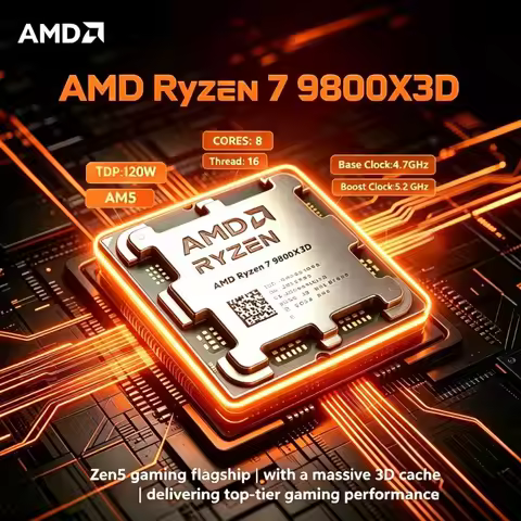 AMD Ryzen 7 9800X3D 8-Core 16-Thread Zen5 4nm 4.7GHz 5.2GHz AM5 104MB 3D V-Cache 120W DDR5 Gaming De