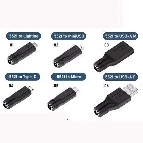 DC 5.5*2.1mm to Type-c Micro Mini usb 5pin USB Male Female For lighting Power adapter Charging Jack 