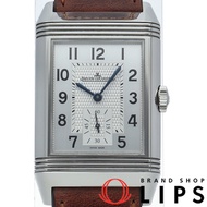 積家 Reverso Classic Large Duo 小秒針腕錶 Q3848422/215.8.D4，附錶盒、保固卡、不鏽鋼/皮錶帶，男士腕錶，銀色/黑色，拋光，成色極佳 [二手]