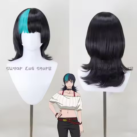 Anime Kirara Hoshi Cosplay Wig Black Blue Shoulder-length Heat Resistant Synthetic Hair Kinji Hakari