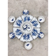 [Size 45cm] Ancestor offering dinnerware set, Sun flower set - Bat Trang ceramics
