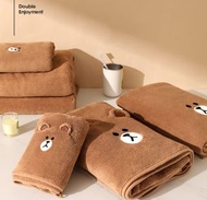 LINE FRIENDS| 珊瑚絨大浴巾 |Brown BATH TOWEL