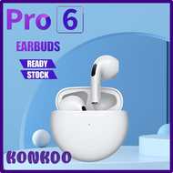 [KONKDO] หูฟังโฟนบลูทูธหูฟังไร้สายพร้อมไมโครโฟนแอร์โปร6 TWS หูฟังสำหรับเล่นกีฬาชุดหูฟัง J6 Pro6สำหรั