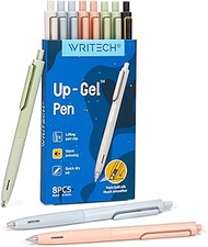 WRITECH Gel Pens Fine Point: 0.5mm No Smear & Smudge Black Ink Pen Click for Journaling Sketching Dr
