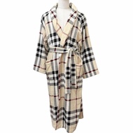 全新未使用商品 □ BURBERRY 8075437 100% 純棉 Nova 格紋毛巾布繫帶長袍式外套 米色 M 碼 義大利製造 正品 男士