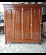 Lemari kayu pintu 4 full kayu/ Furniture jati kembar
