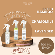 Room Linen Spray Sampler Lavender Fresh Bamboo Chamomile Room Air Freshener Disinfecting Deodorizer 