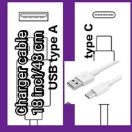 Type C cable. Kabel Jenis C. USB type A to USB type C For charging and data transfer. Length 48 cm/1