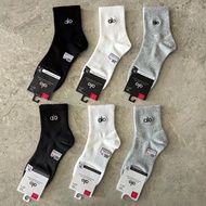 Spring alo Embroidered Mid-Tube Cotton Socks Breathable Casual Sports Socks Simple All-Match