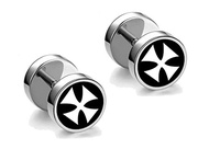 Iron Cross Earrings for Men Women Statement Earing Stainless Steel Screw Back Inverse Black Silver I
