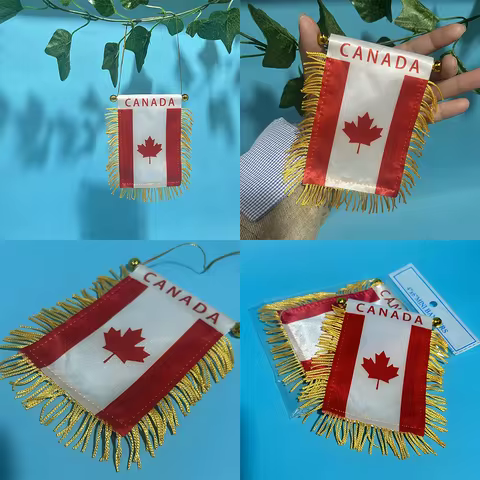 (SKY FLAG) Canada Car Window Flag 8*12cm Polyester Double Side Printed Canada Hanging Flags Canada M