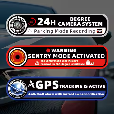 2Pcs Sentry Mode Car Sticker – 24H 360° Vehicle Monitoring Alarm Decal for Anti-Theft