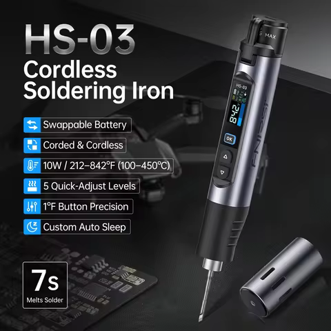 FNIRSI HS-03 Wireless Soldering Iron 10W Rechargeable Portable Soldering Iron 100-450℃ Adjustable Pr