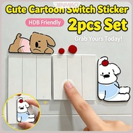 Cute Cartoon Switch Sticker 2pcs | HDB Friendly Acrylic Singapore
