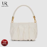 URBAN REVIVO Ruched Vegan Leather quilted bag Top-Handle Bags