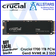 Crucial T700 1TB PCIe Gen5 NVMe M.2 SSD (CT1000T700SSD3)(read up to : 11,700MB/s, Write up to 9500MB/s)(Warranty 5 year)