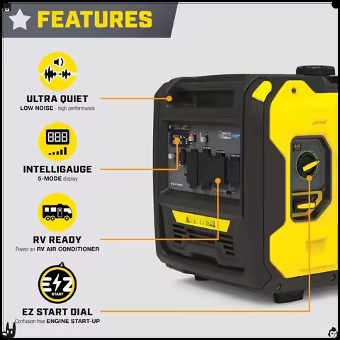 6500W RV Ready Inverter Generator, Quiet Tech with CO Shield, Portable Equipment