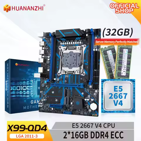 HUANANZHI X99 QD4 LGA 2011-3 XEON X99 Motherboard With Intel XEON E5 2667 V4 With 2*16G DDR4 ECC Mem